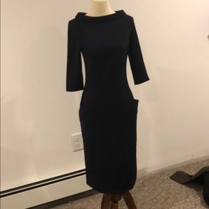 Boat neck collar work dress
